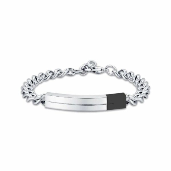 BRACCIALE UOMO IN ACCIAIO CON ELEMENTO NERO