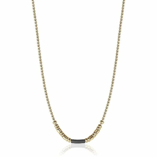 COLLANA UOMO IN ACCIAIO IP GOLD CON ELEMENTO IP NERO
