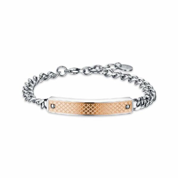 BRACCIALE UOMO IN ACCIAIO CON PIASTRA IP ROSE