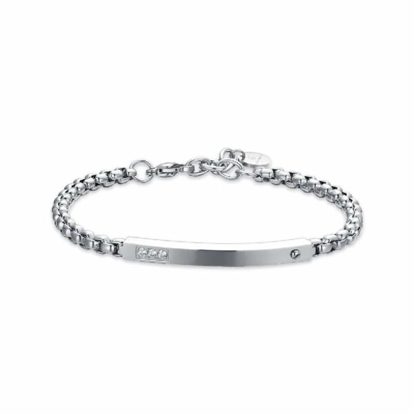 BRACCIALE UOMO IN ACCIAIO CON CRISTALLI BIANCHI