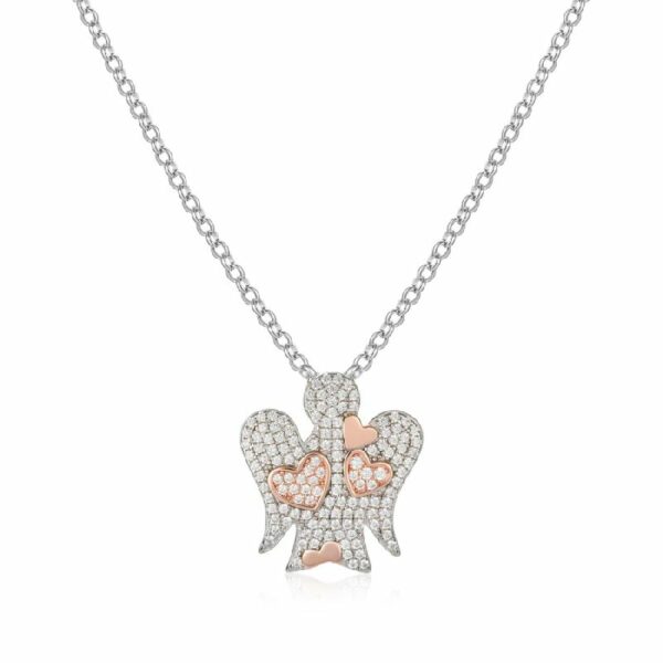 Collana in Argento con Angelo Cuori e Zirconi
