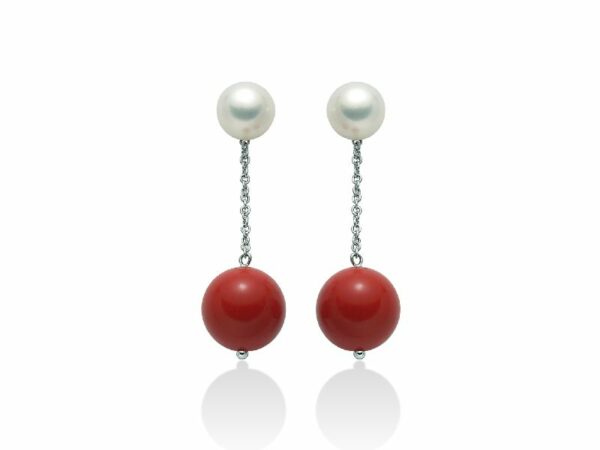 Orecchini bottone corallo rosso