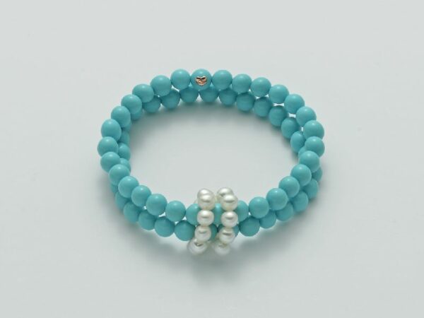 Bracciale di perle vere con corallo turchese