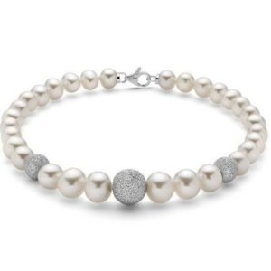 Bracciale con perle Oriente e sfere in oro diamantate
