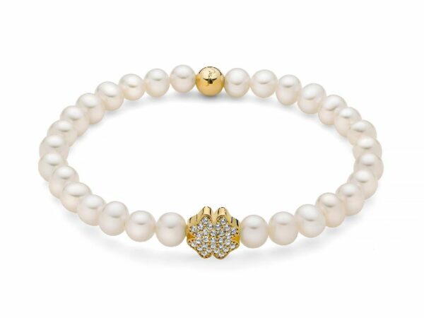 Bracciale di perle con fiore giallo