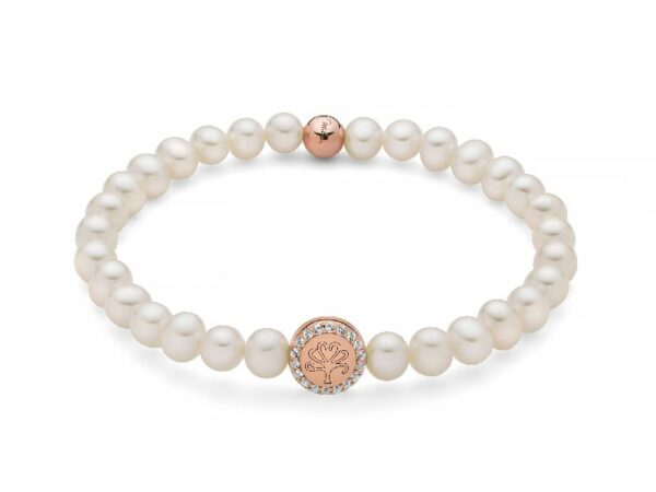 Bracciale di perle con charm rosa