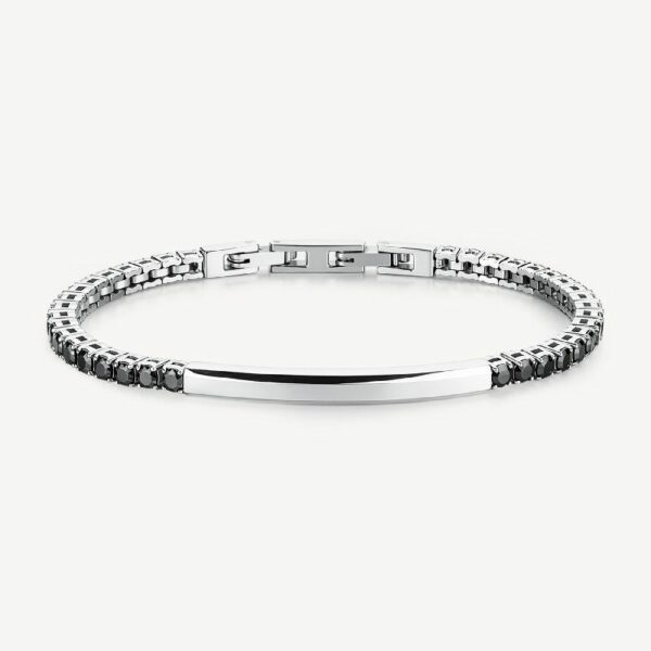 Bracciale AVANTGARDE in acciaio 316L, con cubic zirconia black