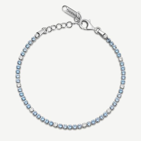 Bracciale tennis FANCY in argento 925/1000 rodiato, e cubic zirconia color white e light sapphire