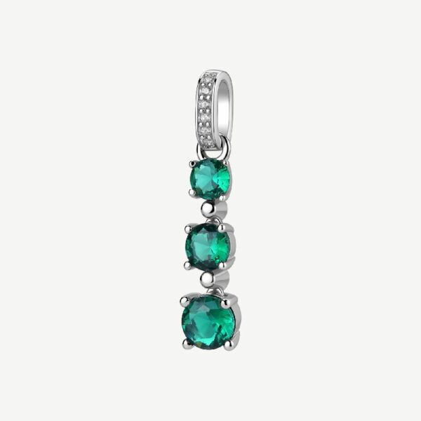 Pendente  FANCY in argento 925/1000 rodiato, e cubic zirconia emerald