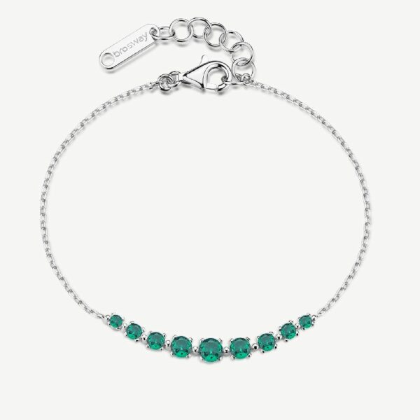 Bracciale FANCY in argento 925/1000 rodiato, e cubic zirconia emerald