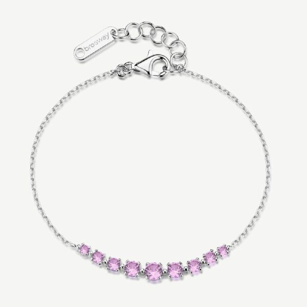 Bracciale FANCY in argento 925/1000 rodiato, e cubic zirconia light ruby