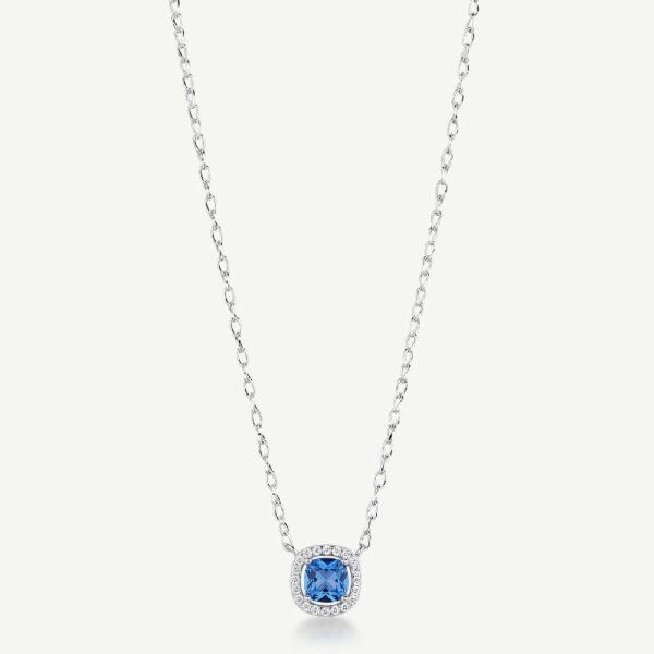 Collana FANCY in argento 925/1000 rodiato, e cubic zirconia sapphire