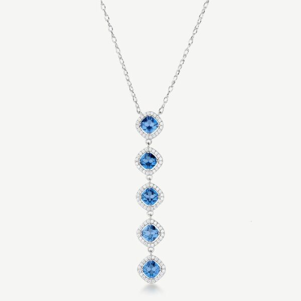 Collana FANCY in argento 925/1000 rodiato, e cubic zirconia sapphire