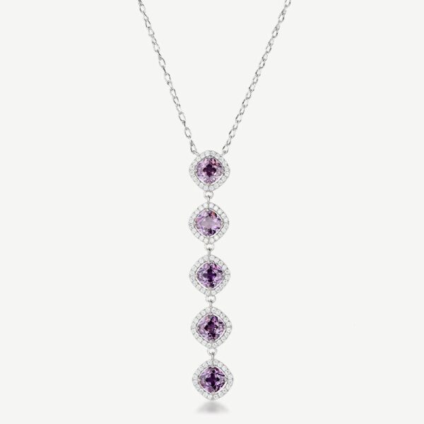 Collana FANCY in argento 925/1000 rodiato, e cubic zirconia amethyst