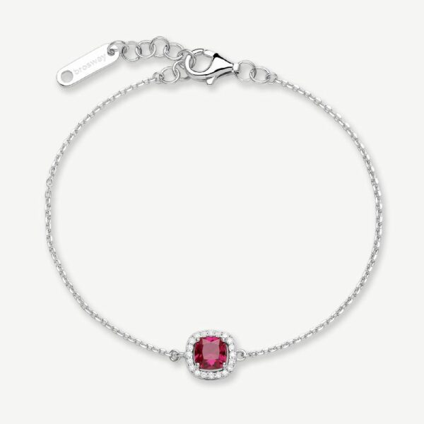 Bracciale FANCY in argento 925/1000 rodiato, e cubic zirconia ruby