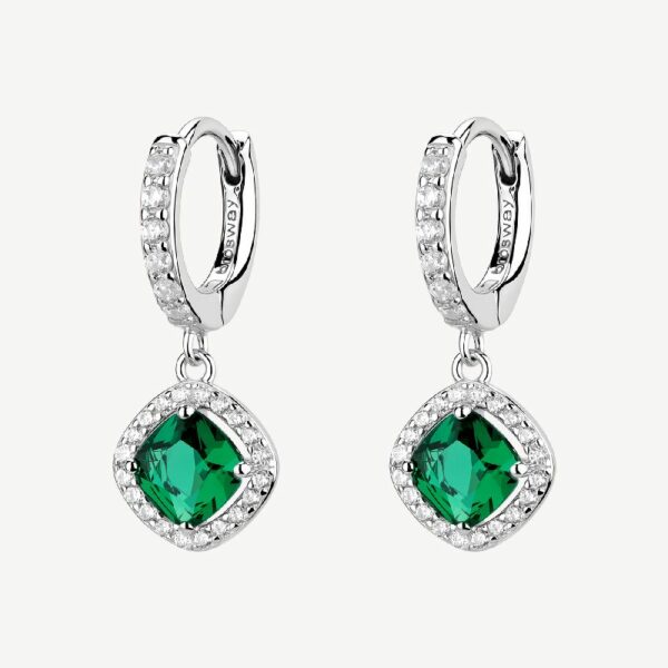 Orecchini FANCY in argento 925/1000 rodiato, e cubic zirconia emerald