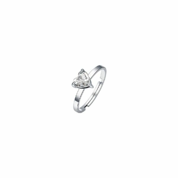 ANELLO DONNA IN ACCIAIO CON CUORE CRISTALLO BIANCO