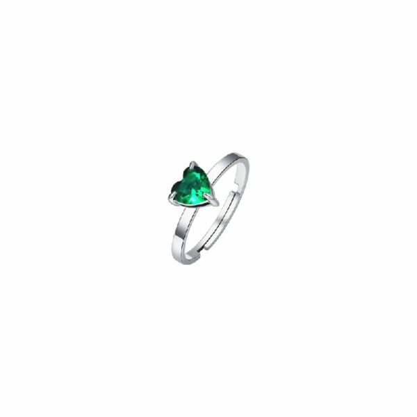 ANELLO DONNA IN ACCIAIO CON CUORE CRISTALLO VERDE