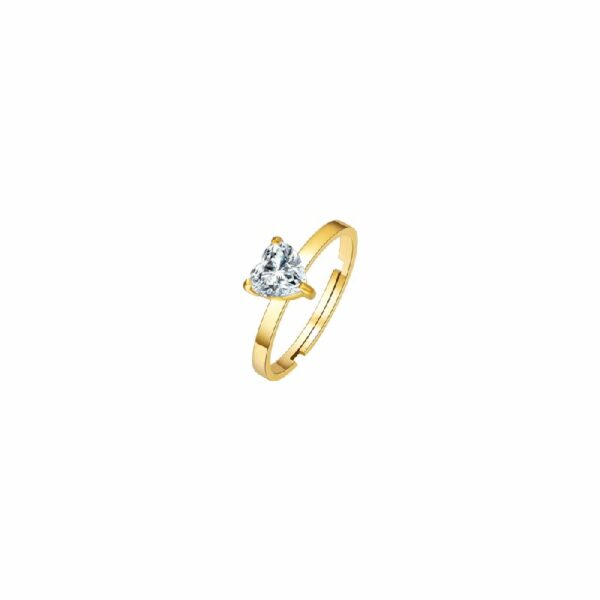 ANELLO DONNA IN ACCIAIO E  IP GOLD CON CUORE CRISTALLO BIANCO