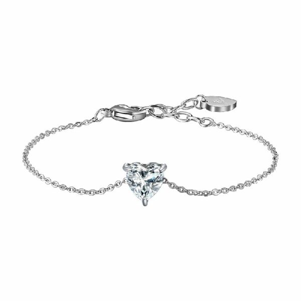 BRACCIALE DONNA IN ACCIAIO CON CUORE CRISTALLO BIANCO