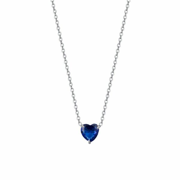 COLLANA DONNA IN ACCIAIO CON CUORE CRISTALLO BLU