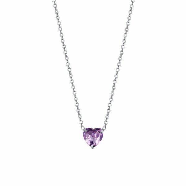 COLLANA DONNA IN ACCIAIO CON CUORE CRISTALLO VIOLA