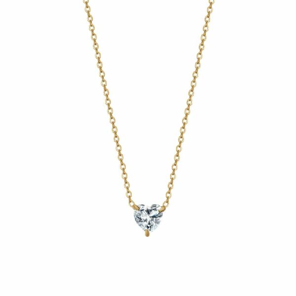 COLLANA DONNA IN ACCIAIO E IP GOLD CON CUORE CRISTALLO BIANCO