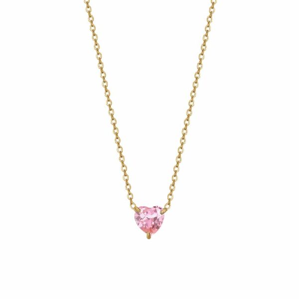 COLLANA DONNA IN ACCIAIO E IP GOLD CON CUORE CRISTALLO ROSA