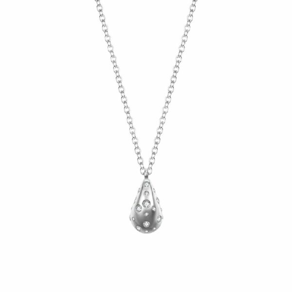 COLLANA DONNA GOCCIA IN ACCIAIO CON CRISTALLI BIANCHI