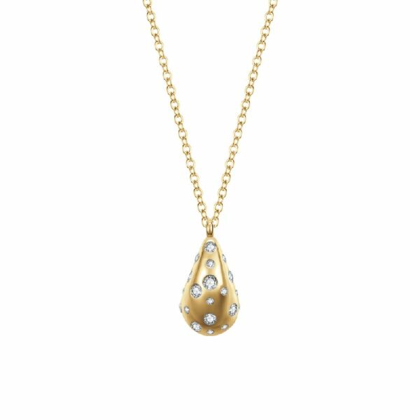 COLLANA DONNA GOCCIA IN ACCIAIO  E IP GOLD CON CRISTALLI BIANCHI
