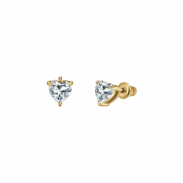 ORECCHINI DONNA IN ACCIAIO E  IP GOLD CON CUORE CRISTALLO BIANCO
