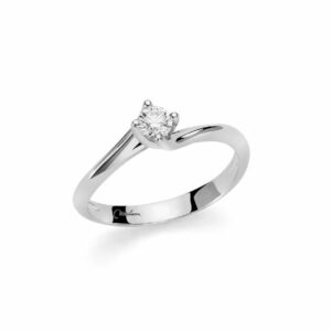 Anello solitario in oro bianco