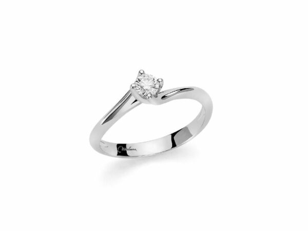 Anello solitario in oro bianco