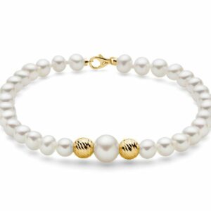 Bracciale di perle Oriente con sfere in oro giallo 375