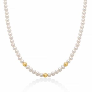 Collana di perle con boule in oro