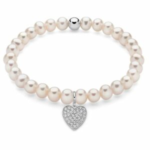 Bracciale di perle con ciondolo cuore in argento