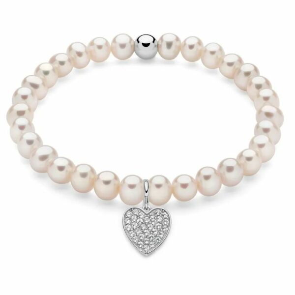 Bracciale di perle con ciondolo cuore in argento