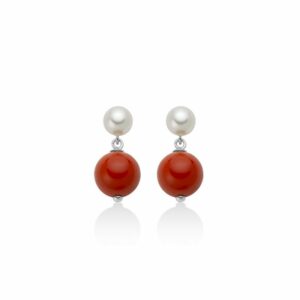 Orecchini in argento e agglomerato di corallo