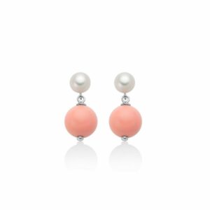Orecchini in argento e agglomerato di corallo rosa