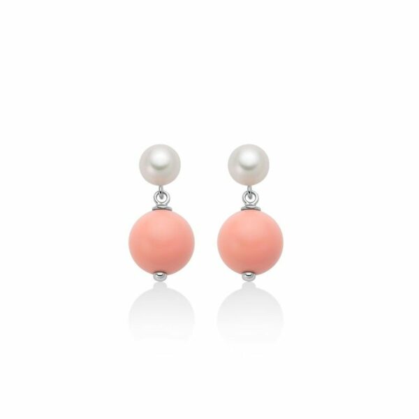 Orecchini in argento e agglomerato di corallo rosa