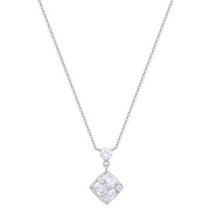 Collana GEMMA in argento 925/1000 rodio, con pendente e cubic zirconia white
