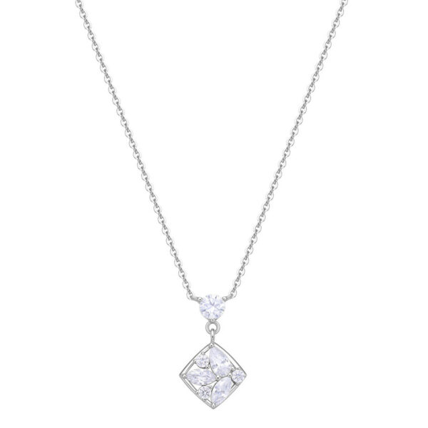 Collana GEMMA in argento 925/1000 rodio, con pendente e cubic zirconia white