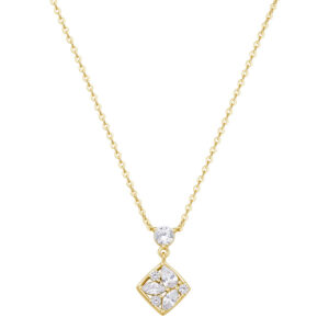 Collana GEMMA in argento 925/1000 galvanica oro giallo, con pendente e cubic zirconia white
