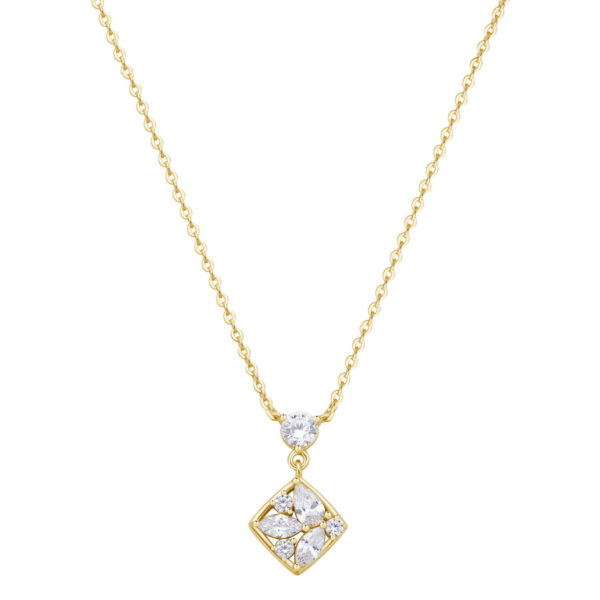 Collana GEMMA in argento 925/1000 galvanica oro giallo, con pendente e cubic zirconia white