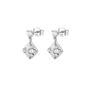 Orecchini pendenti GEMMA in argento 925/1000 rodio, e cubic zirconia white