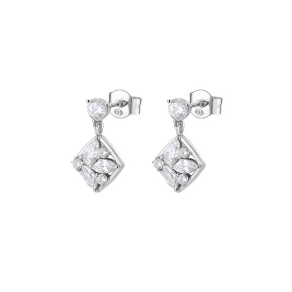 Orecchini pendenti GEMMA in argento 925/1000 rodio, e cubic zirconia white