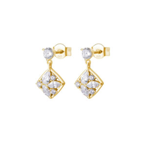 Orecchini pendenti GEMMA in argento 925/1000 galvanica oro giallo, e cubic zirconia white
