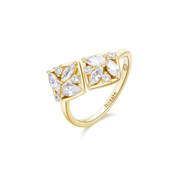 Anello GEMMA in argento 925/1000 galvanica oro giallo, e cubic zirconia white