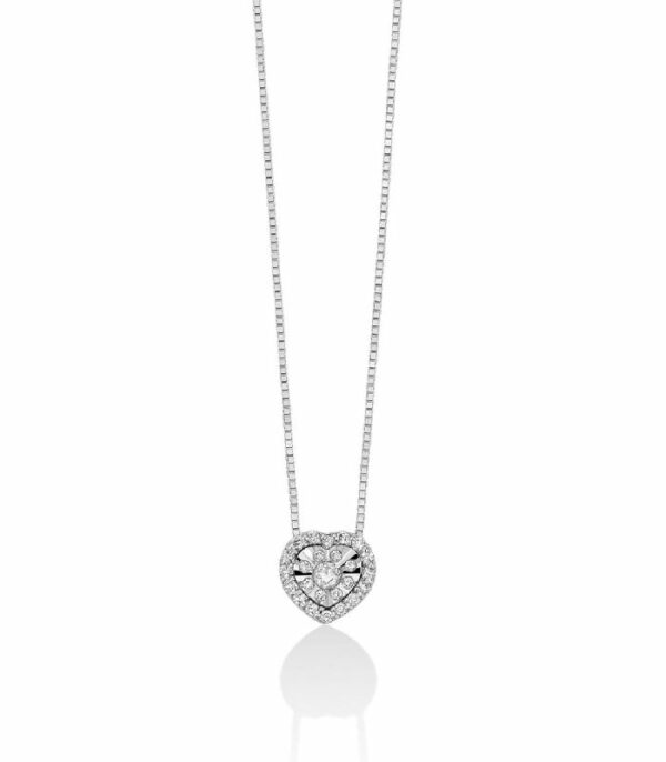 Collana Cuore Oro Bianco 18kt e Diamanti