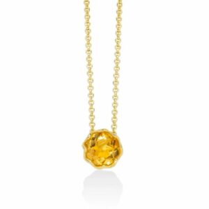 Collana in argento 925 PVD oro con pendente quarzo citrino